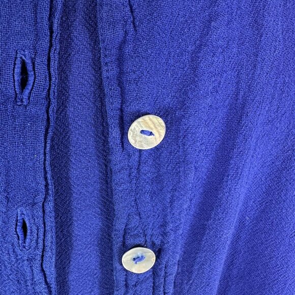 Oh My Gauze Size 2 Blue Cotton 2Pc Short Sleeve Buttons Blouse & Top Lagenlook - Picture 4 of 16